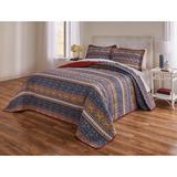 3-PC.Global Stripe Printed Bedspread by BrylaneHome in Blue Multi (Size QUEEN)