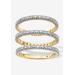 Women's Gold-Plated Diamond Accent Stackable 3 Piece Set Eternity Ring Set by PalmBeach Jewelry in Gold (Size 8)
