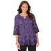Plus Size Women's Affinity Chain Pleated Blouse by Catherines in Purple Paisley (Size 2X)