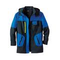 Men's Big & Tall Colorblock Tech Parka by KingSize in Black Cobalt (Size L) Coat