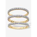 Women's Gold-Plated Diamond Accent Stackable 3 Piece Set Eternity Ring Set by PalmBeach Jewelry in Gold (Size 7)