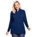 Plus Size Women's Cable Knit Half-Zip Pullover Sweater by Woman Within in Evening Blue (Size 4X)