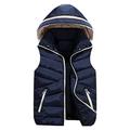 Womens Body Warmers Gilet Jacket Coat Vest with Detachable Hood and Zipper Pockets Dark Blue