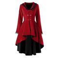 BUZHIDAO Women's Coats Gothic Punk Vintage Wool Jacket Slim Warm Jacket Long Coat Women Winter Coat Dress Jacket Women's Irregular Tuxedo Coat Long Sleeve Wool Top, red, 5XL