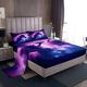 Loussiesd Galaxy Unicorn Bed Sheet King Size Out Space Bedding Purple Blue 100% Microfiber Deep Pockets Sheet Set 4 Pcs - 1 Falt& 1 Fitted Sheets with 2 Pillow Shams