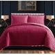 Shop Direct 24 Bedspreads King Size Embossed Pattern Reversible Sofa Throws Bed Spread King Size Bedding Bed Cover - 3piece Bed Throws Bedspreads + Two Decorative Pillow Cases (Osca Burgundy)
