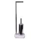 Octavia- Freestanding Toilet Roll Holder & Toilet Brush Holder, White Marble, Weighted Base, Chrome