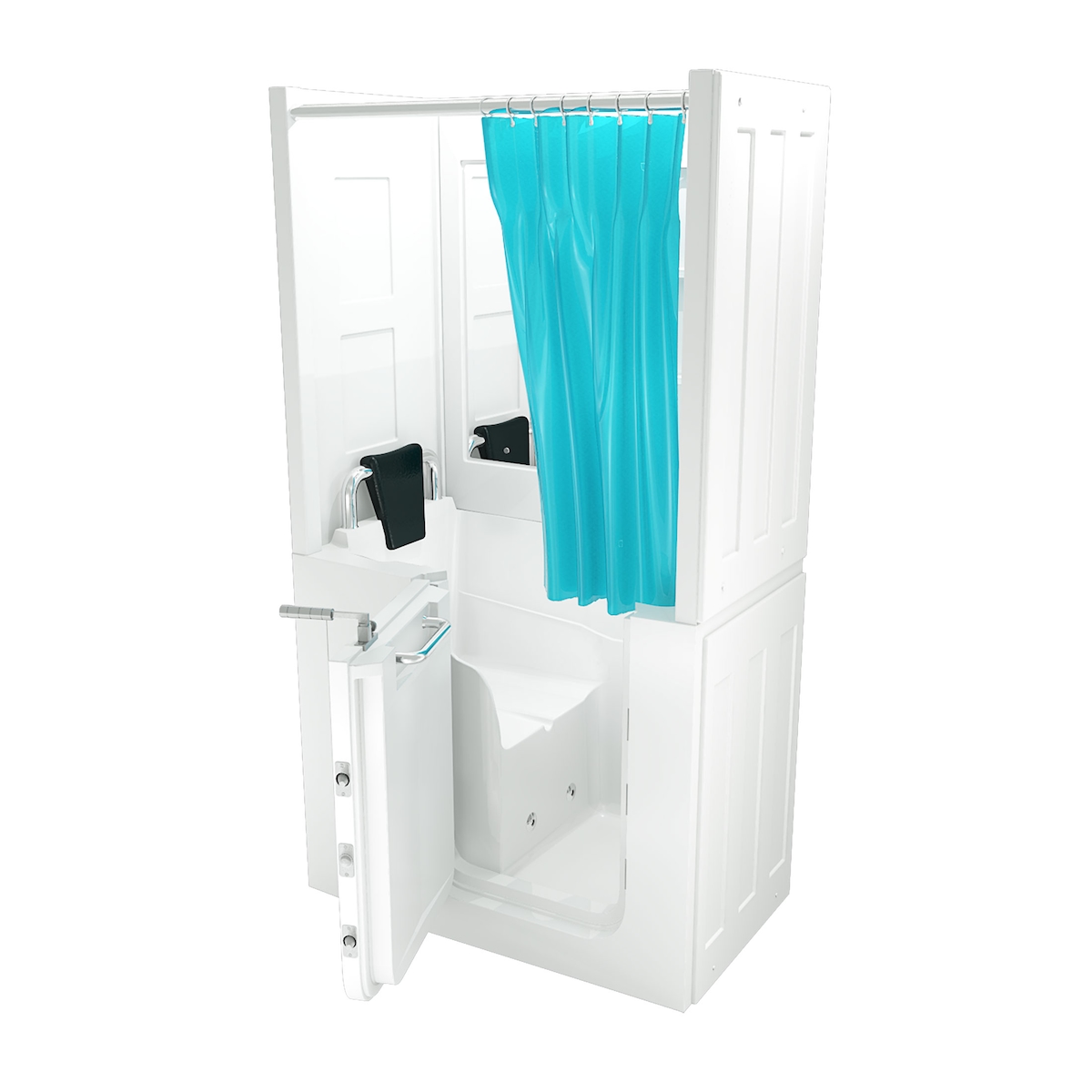 AcquaVapore Seniorendusche und Kombination Wanne mit Whirlpool S08D-WP-B-L 110x68x205cm Image