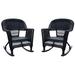 Red Barrel Studio® Raenesha Wicker Outdoor Rocking Chair Wicker/Rattan, Steel in Gray/Blue/Black, Size 36.0 H x 33.5 W x 28.25 D in | Wayfair