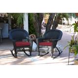 Red Barrel Studio® Raenesha Wicker Outdoor Rocking Chair in Blue/Black | 36 H x 33.5 W x 28.25 D in | Wayfair THPS2860 47045351