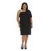 Plus Size Women's Asymmetric Knee-Length Dress with Draped Shoulder and Diamante Strap by R&M Richards in Black (Size 18W)