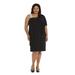 Plus Size Women's Asymmetric Knee-Length Dress with Draped Shoulder and Diamante Strap by R&M Richards in Black (Size 22W)