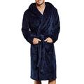 Dressing Gown Mens Fluffy - Super Soft Mens Dressing Gown with Hood Black Or Grey Fleece Lounge Wear