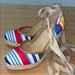 Nine West Shoes | Like New Size 8 Nine West Stripe Multi Color Wedge | Color: Tan | Size: 8