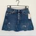 Free People Skirts | Free People Distressed Denim Mini Skirt | Color: Blue/Black | Size: 29