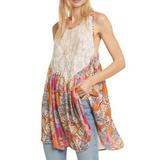 Free People Dresses | Free People Count Me In Trapeze Mini Dress Large | Color: Tan/Cream | Size: L