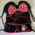 Disney Bags | Disney Parks Minnie Mouse Drawstring Backpack | Color: Black | Size: 11” W X 13” H