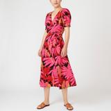 J. Crew Dresses | J. Crew Faux-Wrap Midi Dress In Palm Print | Color: Pink/Red | Size: 4