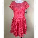 Anthropologie Dresses | Anthropologie Coral Nicole Miller Overlay Cocktail | Color: Pink/Red | Size: 12