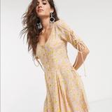 Free People Dresses | Free People Laced Up Floral Buttondown Mini Dress | Color: Cream | Size: Various