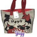 Disney Bags | Disney Mickey & Minnie Mouse Shopping Tote Bag Grey Red Bb15 | Color: White/Silver | Size: Os