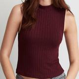 American Eagle Outfitters Tops | American Eagle Outfitters Xs Knit Crop Top | Color: Black/Purple | Size: Xs