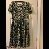 Lularoe Dresses | Bnwt Lularoe Amelia Floral Dress Large | Color: Black | Size: L