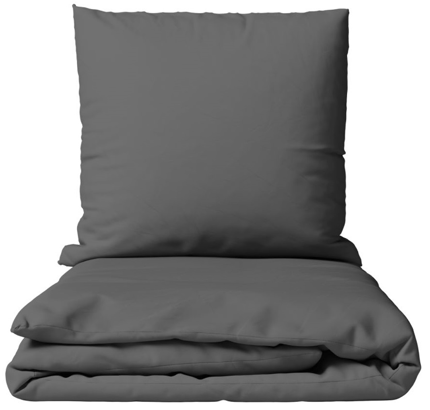 Leonado Vicenti Bettwäsche Baumwolle 220x240 + 2x 80x80 cm Einfarbig Uni grau mit Reißverschluss Image