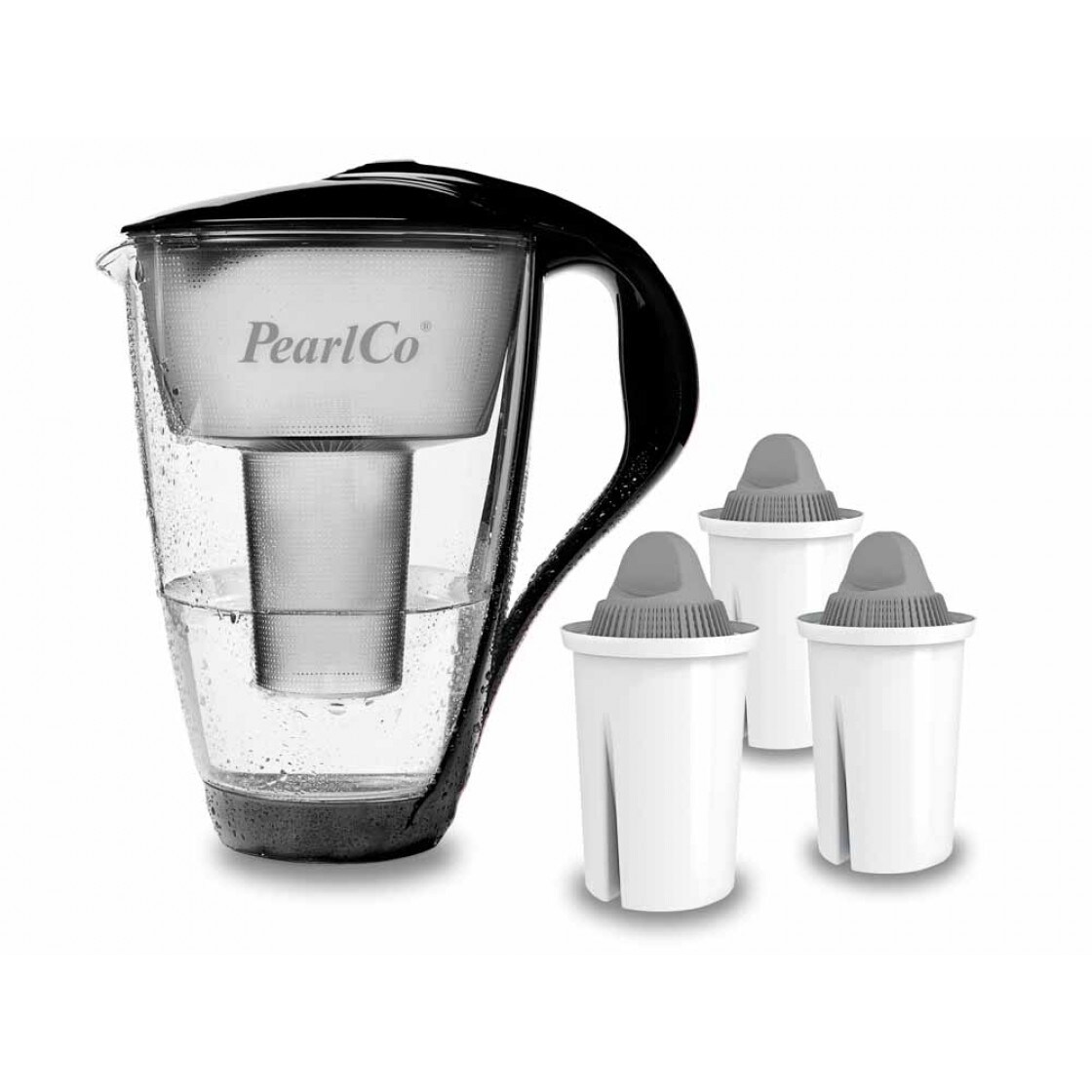 PearlCo Glas-Wasserfilter schwarz inkl. 3 Protect+ Filterkartuschen Image