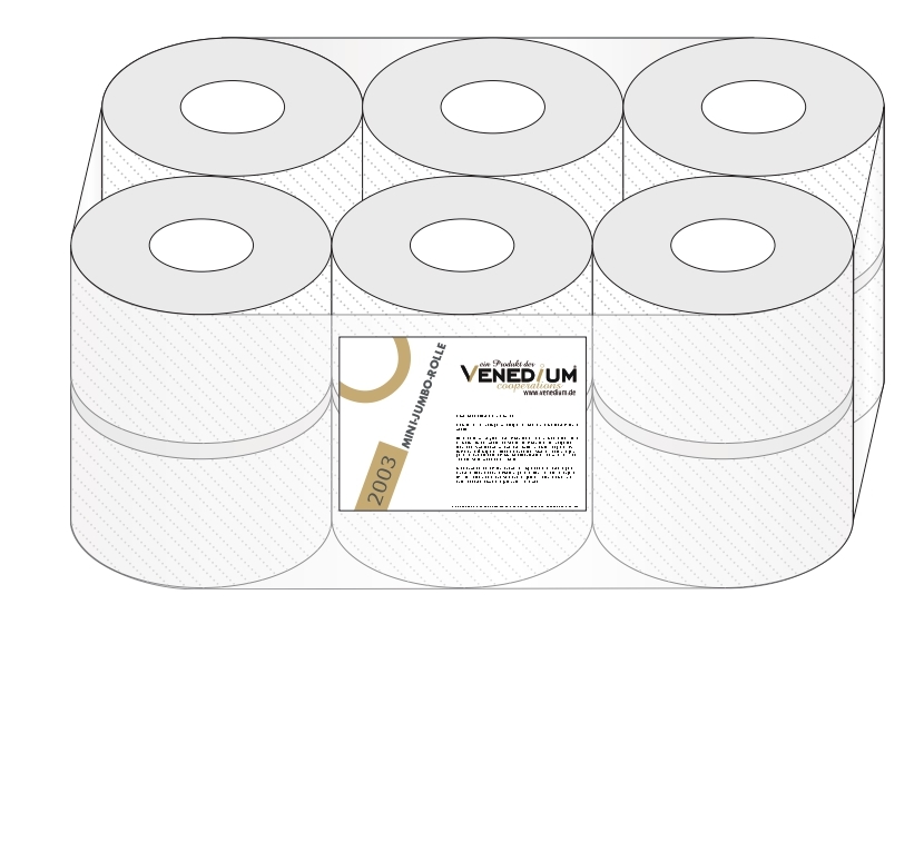 Venedium Toilettenpapierrollen Premium Mini-Jumbo,3 Lagig 115 Meter, 12 Rollen Image