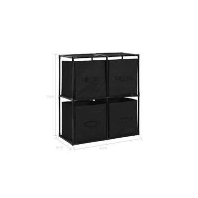 vidaXL Lagerschrank mit 4 Stoffkörben Schwarz 63×30×71 cm Stahl