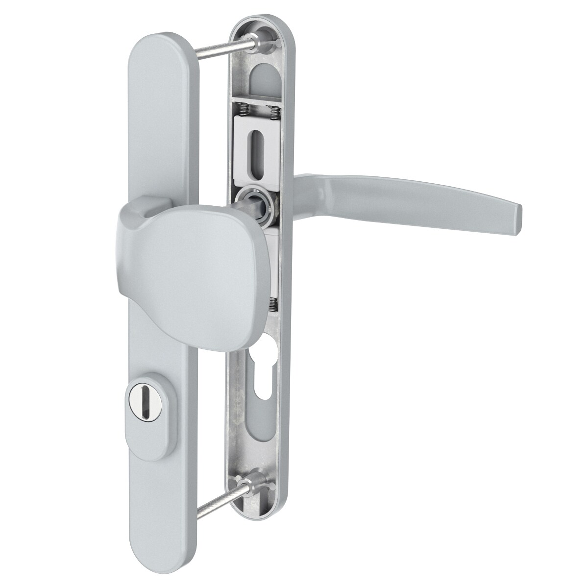 MS Beschläge Silberne Schmalrahmengarnitur 72mm PZ Kernziehschutz Knopf/Drücker 71-86mm Image