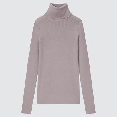 Terramar Womens Cloud Nine 4-Way Stretch Brushed Turtleneck Sweaters 6-8 Grey Melange Small 