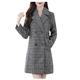 IQYU Women's medium length plus velvet wool coat thick fur wool coat women's oversized lapel cashmere wool blend belt trench coat, gray, M