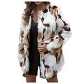 Women's Faux Fur Coat Autumn Winter Warm Soft Open Front Artificial Fur Jacket Casual Plush Overcoat Outerwear