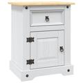 vidaXL Comodino in Legno di Pino Messicano Corona Bianco 53x39x67 cm