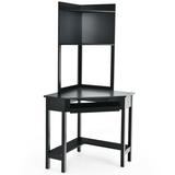 Costway Corner Computer Desk with Hutch and Storage Shelves-Black