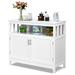Costway Kitchen Buffet Server Sideboard Storage Cabinet with 2 Doors and Shelf-White