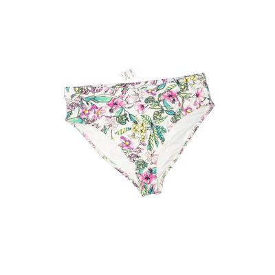 Forever 21 Plus Swimsuit Bottoms: White Floral Swimwear - Size 1X Plus