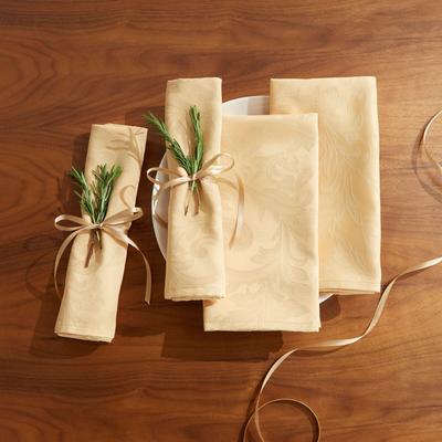 Damask Set of 4 Napkins 20" Sq. by BrylaneHome in Gold