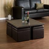 Red Barrel Studio® Pedestal Coffee Table w/ Storage Wood in Brown | 16 H x 16 W x 16 D in | Wayfair RDBS1818 27711492