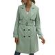 Women Long Trench Coat with Belt Double-Breasted Solid Colour Lapel Collar Windbreaker Jacket Spring Autumn Coat S-XL (Green Thicken, XL)