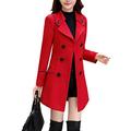 LAEMILIA Women's Winter Vintage Trench Coats with Belt Double-Breasted Winter Dress Jackets Slim Long Woolen Outerwear (8, Red 1)