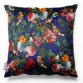 Izabela Peters Cushions With Covers Included, Filled Cushion, Eco-Friendly Velvet Cushions, 60 cm, Birds in Paradise - Midnight, Chair Cushions, Sofa Cushions, Seat Cushions