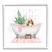 Stupell Industries Chic Cocker Spaniel Puppy In Pink Bubble Bath White Framed Giclee Texturized Art By Ziwei Li in Brown | Wayfair af-803_wfr_24x24