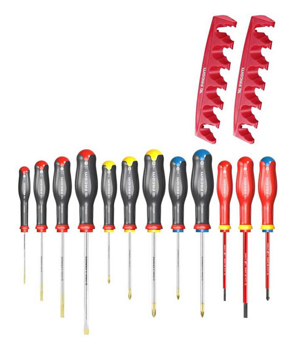 Jeu de 12 tournevis Protwist® + 2 poignées FACOM AT.J12R1PB