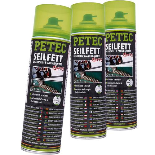 3x Petec Seilfett Spray 500 Ml Drahtseilfett Zahnradfett Kettenfett Gleitfett Petec 71650