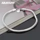 925 Bracelet en argent pour femmes 3mm 4mm Bracelets en os de serpent bijoux