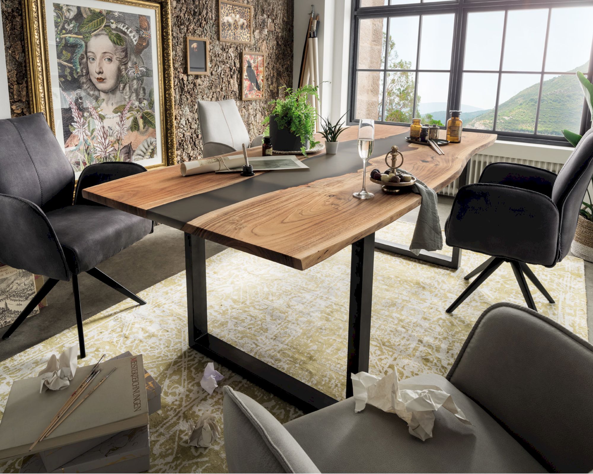 MassivHolz »Riwa« Epoxidharz Akazien-Esstisch 220x100 cm / Epoxidharz Image