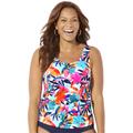 Plus Size Women's Classic Tankini Top by Swimsuits For All in Multi Tropical (Size 20)